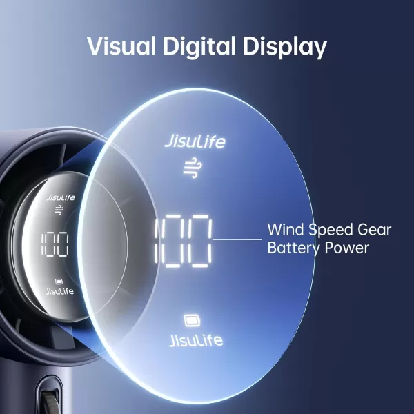 JISULIFE Portable Handheld FanSpeed1100 Adjustable Turbo Mini Fan5000mAh Battery Rechargeable Personal Fan with Metal BodyDigital DisplayGifts for Women Men TravelCampingOutdoorGreyBlue
