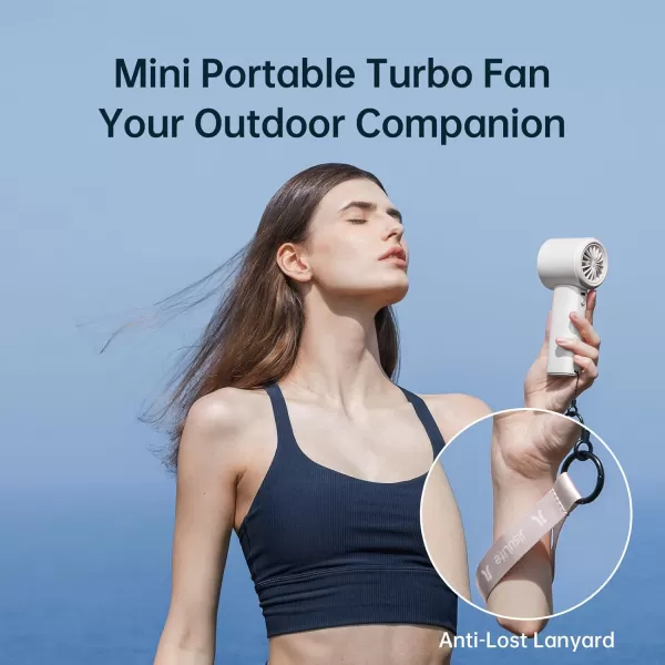JISULIFE Portable Handheld FanSpeed1100 Adjustable Turbo Mini Fan5000mAh Battery Rechargeable Personal Fan with Metal BodyDigital DisplayGifts for Women Men TravelCampingOutdoorGreyWhite