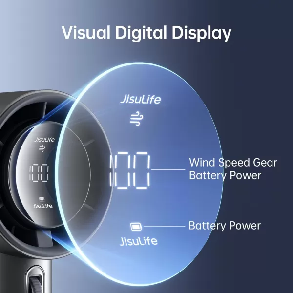 JISULIFE Portable Handheld FanSpeed1100 Adjustable Turbo Mini Fan5000mAh Battery Rechargeable Personal Fan with Metal BodyDigital DisplayGifts for Women Men TravelCampingOutdoorGreyGrey