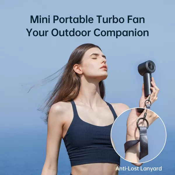 JISULIFE Portable Handheld FanSpeed1100 Adjustable Turbo Mini Fan5000mAh Battery Rechargeable Personal Fan with Metal BodyDigital DisplayGifts for Women Men TravelCampingOutdoorGreyBlue