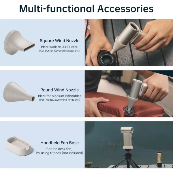 JISULIFE Portable Handheld Turbo Fan 100 Speeds Adjustable Mini Personal Fan 9000mAh USB Rechargeable Fan Battery Operated LED Display Metal Shell with Accessories Gifts for Men Women Travel GreyBrown