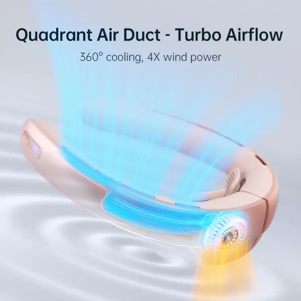 JISULIFE Portable Neck Fan Pro 100 Speeds Bladeless Fan Stepless Knob LED Display 5000mAh Rechargeable Personal Fan Mini Hands Free USB Battery Operated Wearable FanGreyPink