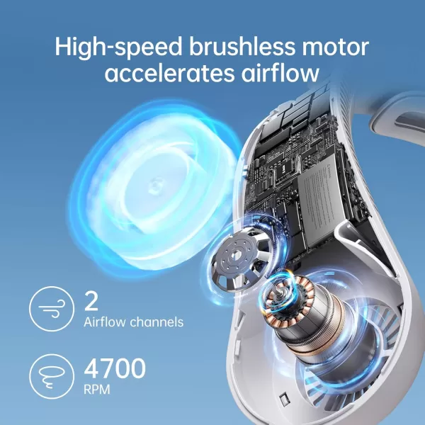 JISULIFE Portable Neck Fan Upgraded Necksupport Personal Fan Hands Free 5 Speed Gears Adjustment 3900 mAh Wearable Bladeless Fan Quiet Rechargeable Fan Fashionable Gifts for Women Men GreyGREY