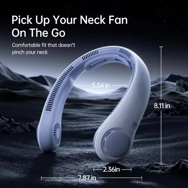 JISULIFE Portable Neck Fan Upgraded Necksupport Personal Fan Hands Free 5 Speed Gears Adjustment 3900 mAh Wearable Bladeless Fan Quiet Rechargeable Fan Fashionable Gifts for Women Men GreySunny Blue