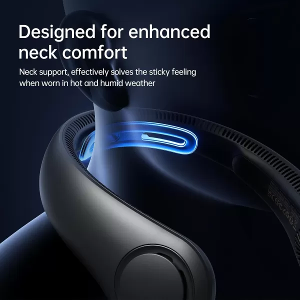 JISULIFE Portable Neck Fan Upgraded Necksupport Personal Fan Hands Free 5 Speed Gears Adjustment 3900 mAh Wearable Bladeless Fan Quiet Rechargeable Fan Fashionable Gifts for Women Men GreyBlack