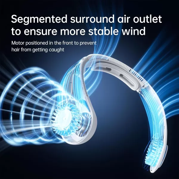 JISULIFE Portable Neck Fan Upgraded Necksupport Personal Fan Hands Free 5 Speed Gears Adjustment 3900 mAh Wearable Bladeless Fan Quiet Rechargeable Fan Fashionable Gifts for Women Men GreyFoggy Grey