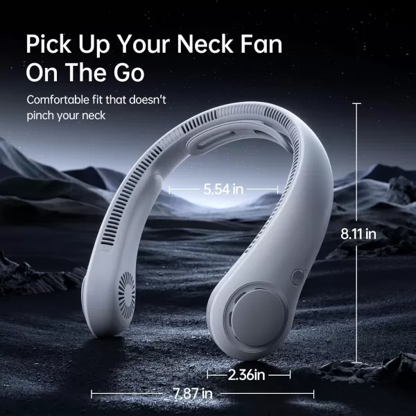 JISULIFE Portable Neck Fan Upgraded Necksupport Personal Fan Hands Free 5 Speed Gears Adjustment 3900 mAh Wearable Bladeless Fan Quiet Rechargeable Fan Fashionable Gifts for Women Men GreyFoggy Grey