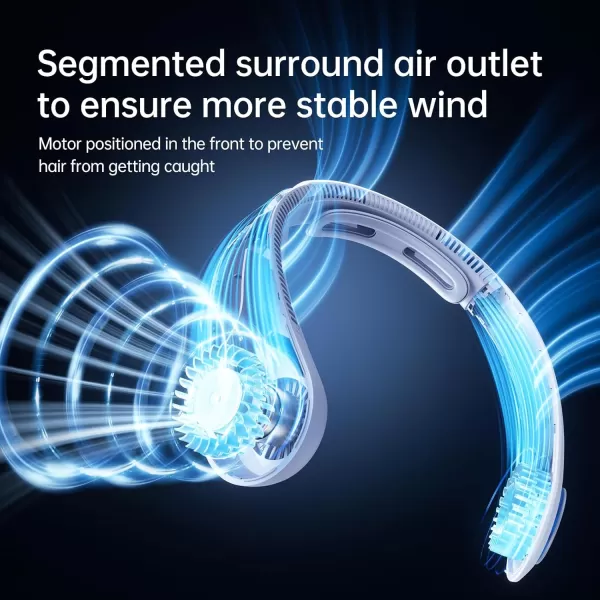 JISULIFE Portable Neck Fan Upgraded Necksupport Personal Fan Hands Free 5 Speed Gears Adjustment 3900 mAh Wearable Bladeless Fan Quiet Rechargeable Fan Fashionable Gifts for Women Men GreySunny Blue