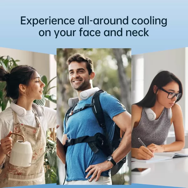 JISULIFE Portable Neck Fan Upgraded Necksupport Personal Fan Hands Free 5 Speed Gears Adjustment 3900 mAh Wearable Bladeless Fan Quiet Rechargeable Fan Fashionable Gifts for Women Men GreyGREY
