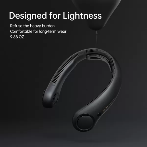 JISULIFE Portable Neck Fan Upgraded Necksupport Personal Fan Hands Free 5 Speed Gears Adjustment 3900 mAh Wearable Bladeless Fan Quiet Rechargeable Fan Fashionable Gifts for Women Men GreyBlack