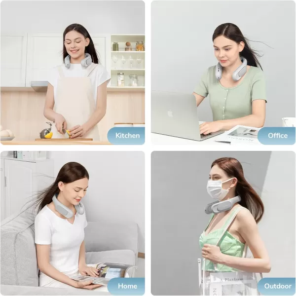 JISULIFE Portable Ultimate Bladeless Neck Fan 31 Speeds Rechargeable Personal Fan for Neck with Multi Motors USB Wearable Fan for Home Office Xmas Gifts with Metal Neck Brace  Space GreyGrey