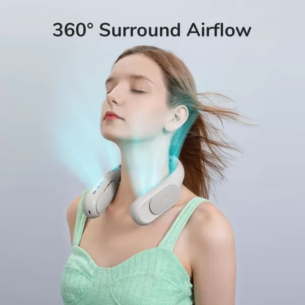 JISULIFE Portable Ultimate Bladeless Neck Fan 31 Speeds Rechargeable Personal Fan for Neck with Multi Motors USB Wearable Fan for Home Office Xmas Gifts with Metal Neck Brace  Space GreyGrey