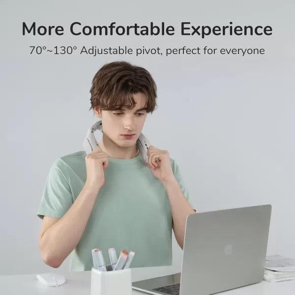 JISULIFE Portable Ultimate Bladeless Neck Fan 31 Speeds Rechargeable Personal Fan for Neck with Multi Motors USB Wearable Fan for Home Office Xmas Gifts with Metal Neck Brace  Space GreyGrey