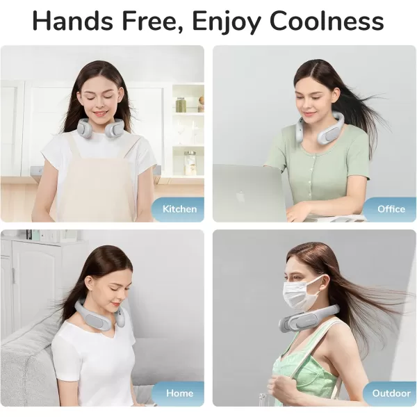 JISULIFE Portable Ultimate Bladeless Neck Fan 31 Speeds Rechargeable Personal Fan for Neck with Multi Motors USB Wearable Fan for Outdoor Home Office with Silicone Neck Brace  Space GreyGrey