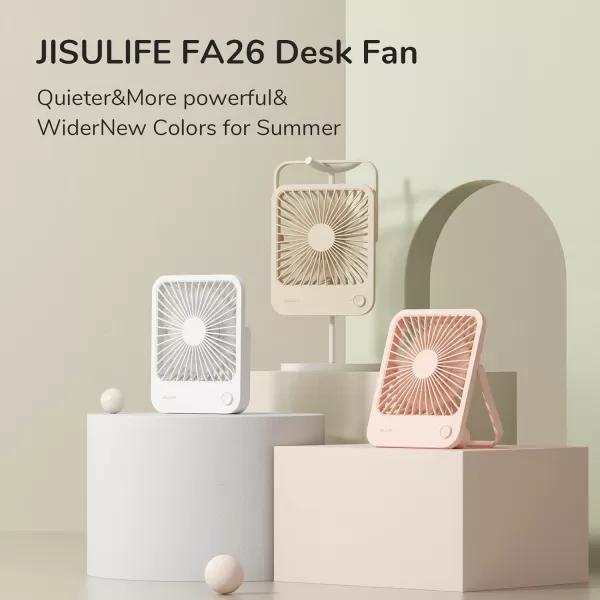 JISULIFE Small Desk Fan Battery Operated Small Fan180 Foldable Portable Fan 4 Speeds Adjustable Ultra Quiet for Home Office Travel OutdoorWhiteBrown