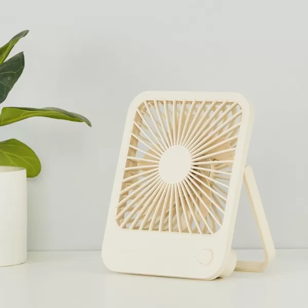 JISULIFE Small Desk Fan Battery Operated Small Fan180 Foldable Portable Fan 4 Speeds Adjustable Ultra Quiet for Home Office Travel OutdoorWhiteBrown