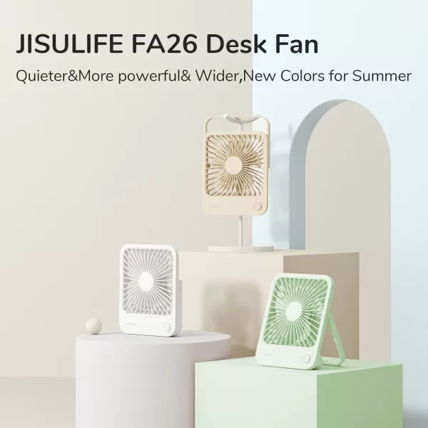 JISULIFE Small Desk Fan Battery Operated Small Fan180 Foldable Portable Fan 4 Speeds Adjustable Ultra Quiet for Home Office Travel OutdoorWhiteGreen