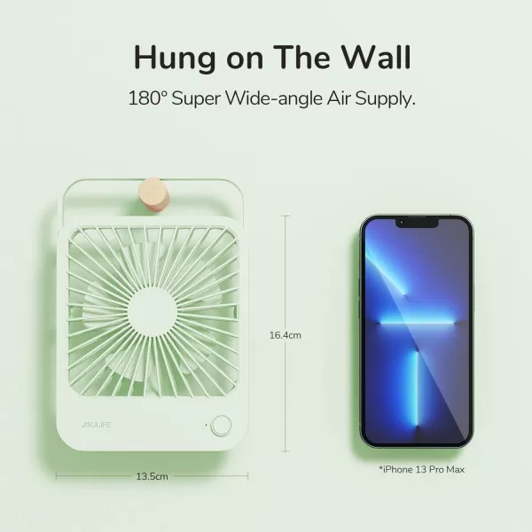 JISULIFE Small Desk Fan Battery Operated Small Fan180 Foldable Portable Fan 4 Speeds Adjustable Ultra Quiet for Home Office Travel OutdoorWhiteGreen