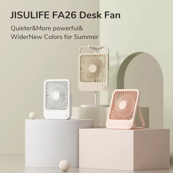 JISULIFE Small Desk Fan Battery Operated Small Fan180 Foldable Portable Fan 4 Speeds Adjustable Ultra Quiet for Home Office Travel OutdoorWhiteWhite