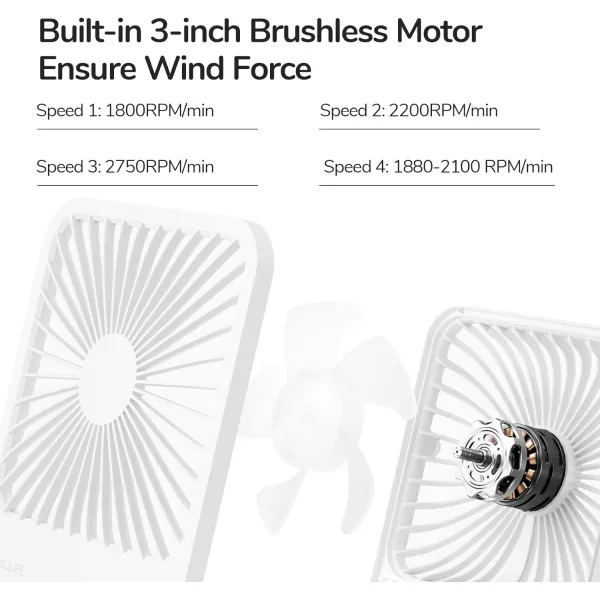 JISULIFE Small Desk Fan Battery Operated Small Fan180 Foldable Portable Fan 4 Speeds Adjustable Ultra Quiet for Home Office Travel OutdoorWhiteWhite
