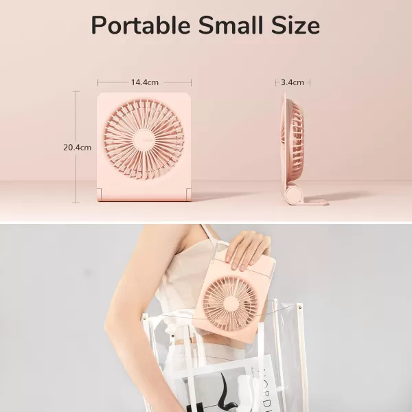 JISULIFE Small Desk Fan Portable USB Rechargeable Fan 160 Tilt Folding Personal Mini Fan with 4500mAh Battery Strong Wind Ultra Quiet 4 Speed Modes for Office Home Camping  WhitePink