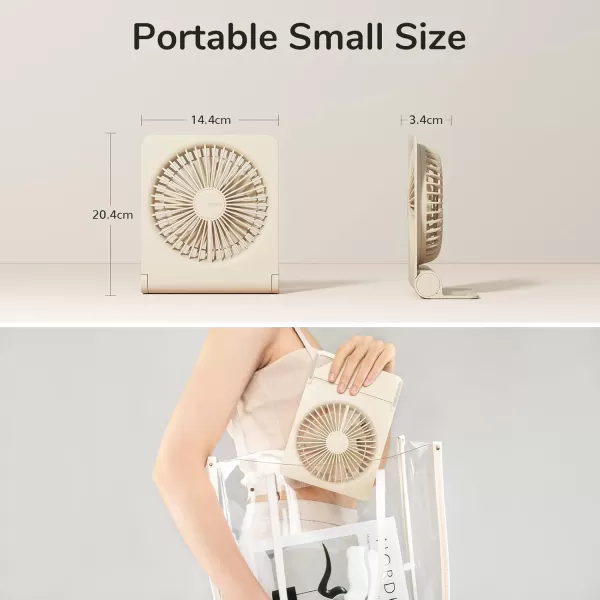 JISULIFE Small Desk Fan Portable USB Rechargeable Fan 160 Tilt Folding Personal Mini Fan with 4500mAh Battery Strong Wind Ultra Quiet 4 Speed Modes for Office Home Camping  WhiteBrown