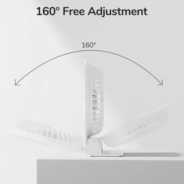 JISULIFE Small Desk Fan Portable USB Rechargeable Fan 160 Tilt Folding Personal Mini Fan with 4500mAh Battery Strong Wind Ultra Quiet 4 Speed Modes for Office Home Camping  WhiteWhite