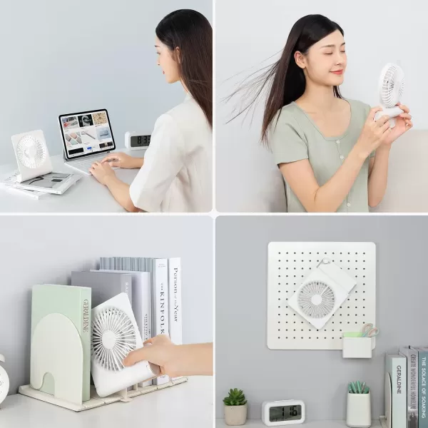JISULIFE Small Desk Fan Portable USB Rechargeable Fan 160 Tilt Folding Personal Mini Fan with 4500mAh Battery Strong Wind Ultra Quiet 4 Speed Modes for Office Home Camping  WhiteWhite