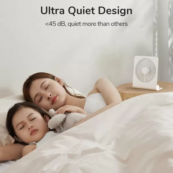 JISULIFE Small Desk Fan Portable USB Rechargeable Fan 160 Tilt Folding Personal Mini Fan with 4500mAh Battery Strong Wind Ultra Quiet 4 Speed Modes for Office Home Camping  WhiteWhite