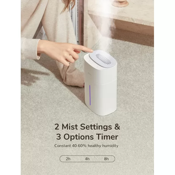 JISULIFE Small Desk Humidifier 1L Cool Mist Air Humidifier for Baby Bedroom Home and Office UV Ionization Lamp Water Leakproof 3 Timer Options ampamp 2 Mist Levels Whisper Quiet Auto Off  White