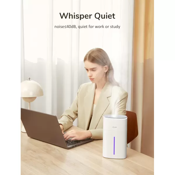 JISULIFE Small Desk Humidifier 1L Cool Mist Air Humidifier for Baby Bedroom Home and Office UV Ionization Lamp Water Leakproof 3 Timer Options ampamp 2 Mist Levels Whisper Quiet Auto Off  White