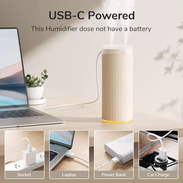 JISULIFE Small Humidifier 500ml Portable Mini Humidifier Personal Cool Mist Humidifiers for Bedroom Quiet Dual Mist Ports Auto ShutOff Gifts for Men Women Mom Dad BrownBrown HU16A