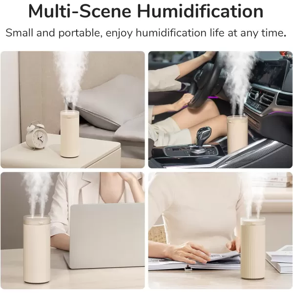 JISULIFE Small Humidifier 500ml Portable Mini Humidifier Personal Cool Mist Humidifiers for Bedroom Quiet Dual Mist Ports Auto ShutOff Gifts for Men Women Mom Dad BrownBrown