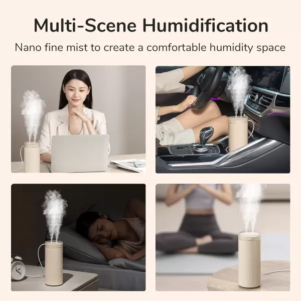 JISULIFE Small Humidifier 500ml Portable Mini Humidifier Personal Cool Mist Humidifiers for Bedroom Quiet Dual Mist Ports Auto ShutOff Gifts for Men Women Mom Dad BrownBrown HU16A