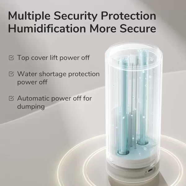 JISULIFE Small Humidifier 500ml Portable Mini Humidifier Personal Cool Mist Humidifiers for Bedroom Quiet Dual Mist Ports Auto ShutOff Gifts for Men Women Mom Dad BrownBrown HU16A