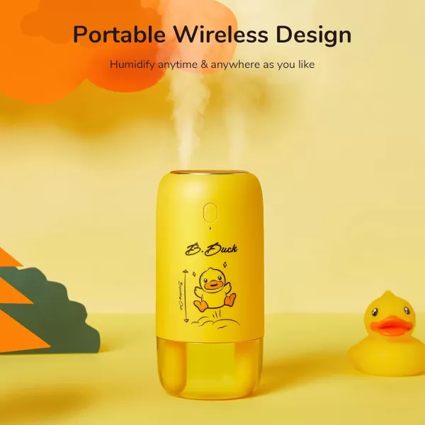 JISULIFE Small Humidifier500ml Portable Travel Humidifier3600mAh Battery Operated Humidifier for Car Desk Home Office PlantsAuto ShutOffDual Mist PortsWhisper QuietGifts for Men WomenBDuckBDuck