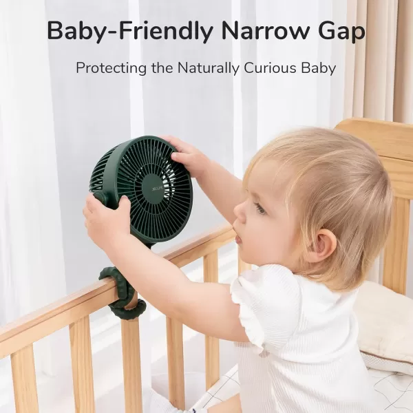 JISULIFE Stroller Fan Baby Fan 4000mAh Battery Operated with 4 Speeds Rechargeable 720Rotatable Clip on for Baby CarseatCribGolf CartTreadmill GreenGreen