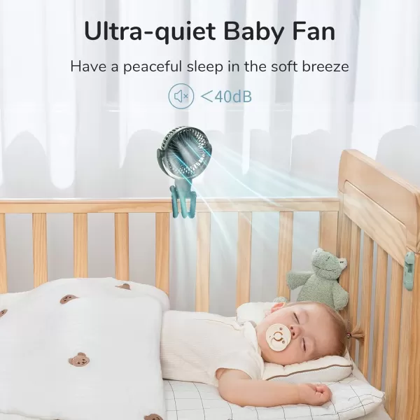 JISULIFE Stroller Fan Baby Fan 4000mAh Battery Operated with 4 Speeds Rechargeable 720Rotatable Clip on for Baby CarseatCribGolf CartTreadmill GreenGreen