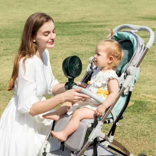 JISULIFE Stroller Fan Baby Fan 4000mAh Battery Operated with 4 Speeds Rechargeable 720Rotatable Clip on for Baby CarseatCribGolf CartTreadmill GreenGreen