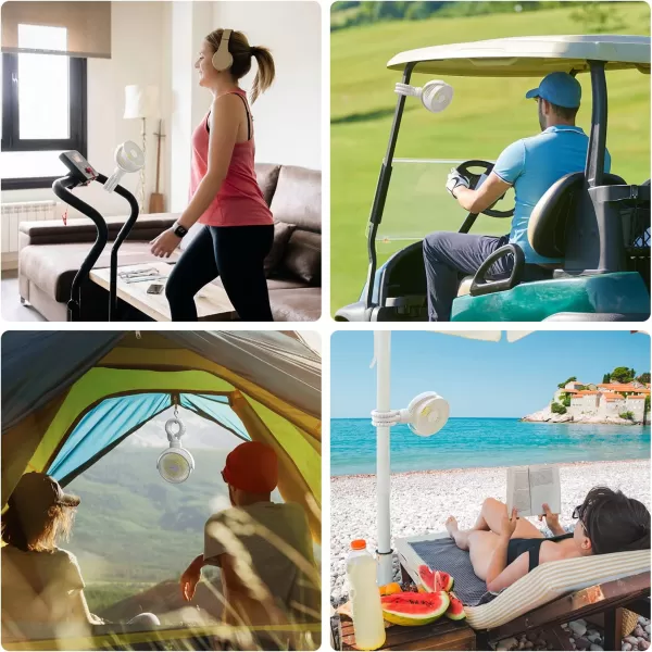 JISULIFE Stroller Fan Baby Fan 4000mAh Battery Operated with 4 Speeds Rechargeable 720Rotatable Clip on for Baby CarseatCribGolf CartTreadmill GreenWhite