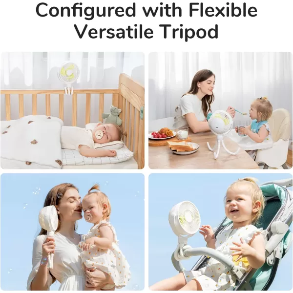 JISULIFE Stroller Fan Baby Fan 4000mAh Battery Operated with 4 Speeds Rechargeable 720Rotatable Clip on for Baby CarseatCribGolf CartTreadmill GreenWhite