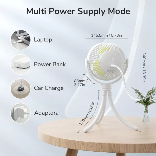 JISULIFE Stroller Fan Baby Fan 4000mAh Battery Operated with 4 Speeds Rechargeable 720Rotatable Clip on for Baby CarseatCribGolf CartTreadmill GreenWhite