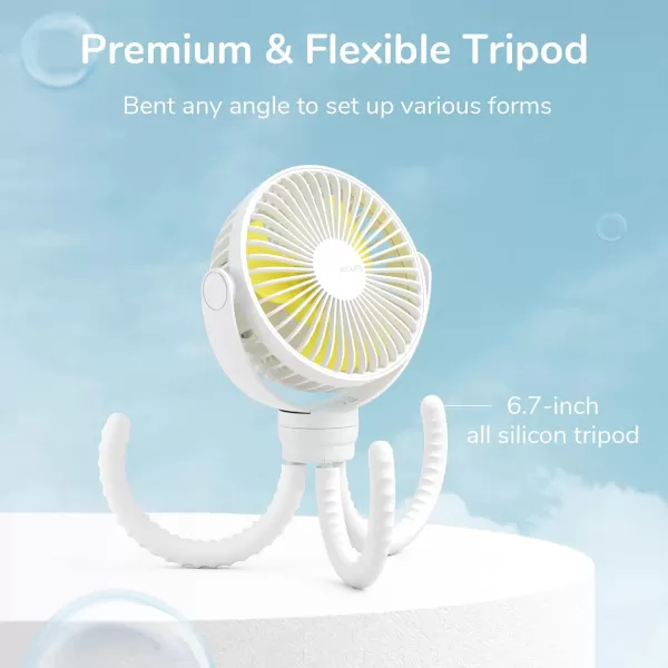 JISULIFE Stroller Fan Baby Fan 4000mAh Battery Operated with 4 Speeds Rechargeable 720Rotatable Clip on for Baby CarseatCribGolf CartTreadmill GreenWhite