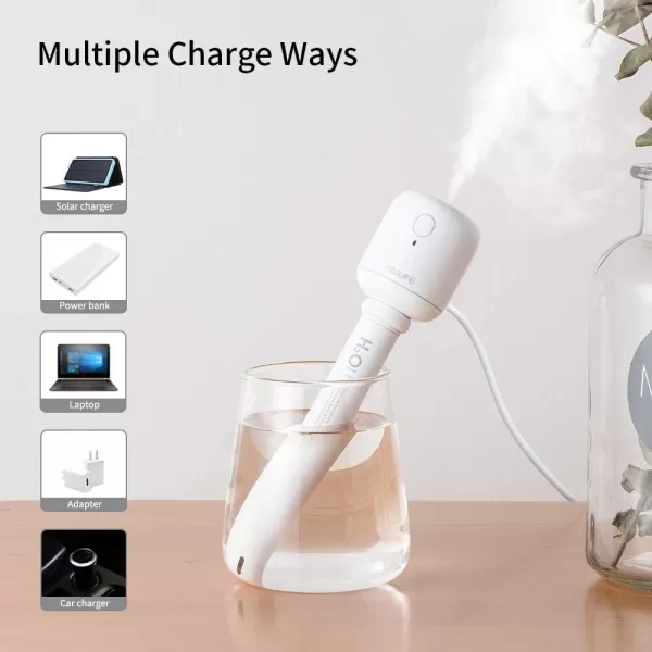 Mini Portable Humidifiers Max 14Hrs Travel Personal Battery Operated Humidifier with Container Diversity Auto ShutOff UltraQuiet USB Rechargeable Humidifier for TravelCarBedroomOfficePlantsWhite