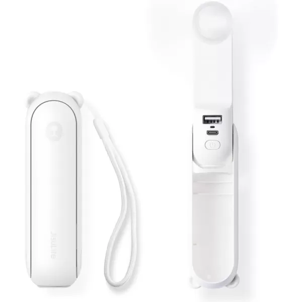 JISULIFE Handheld Mini Fan 3 IN 1 Hand Fan USB Rechargeable Small Pocket Fan 1219 Working Hours with Power Bank Flashlight Portable Fan for TravelSummerConcertsLash Gifts for WomenPinkWhite