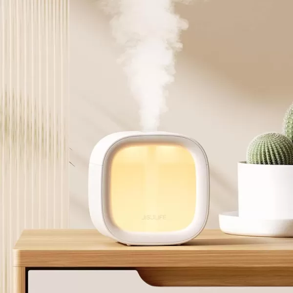 JISULIFE Personal Mini Humidifier Rechargeable Night Light Small Humidifier Wireless 280ml Air Humidifiers for Baby Quiet Portable Desk Humidifier Easy Clean for Plant Office Travel  WhiteWhite