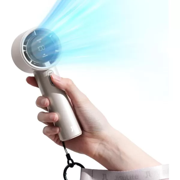 JISULIFE Portable Handheld FanSpeed1100 Adjustable Turbo Mini Fan5000mAh Battery Rechargeable Personal Fan with Metal BodyDigital DisplayGifts for Women Men TravelCampingOutdoorGreyBrown