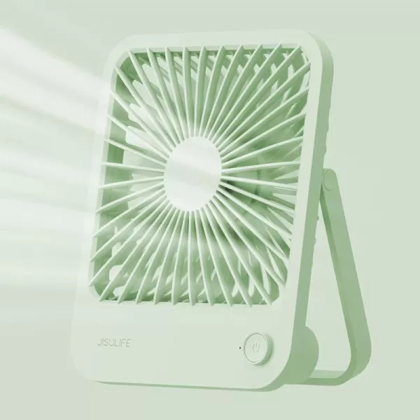 JISULIFE Small Desk Fan Battery Operated Small Fan180 Foldable Portable Fan 4 Speeds Adjustable Ultra Quiet for Home Office Travel OutdoorWhiteGreen