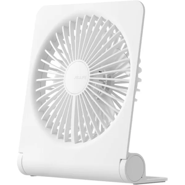 JISULIFE Small Desk Fan Portable USB Rechargeable Fan 160 Tilt Folding Personal Mini Fan with 4500mAh Battery Strong Wind Ultra Quiet 4 Speed Modes for Office Home Camping  WhiteWhite