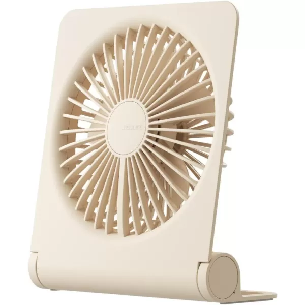 JISULIFE Small Desk Fan Portable USB Rechargeable Fan 160 Tilt Folding Personal Mini Fan with 4500mAh Battery Strong Wind Ultra Quiet 4 Speed Modes for Office Home Camping  WhiteBrown
